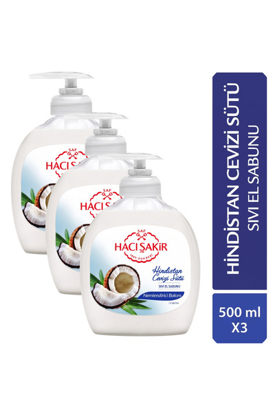 Hacı Şakir HİNDİSTAN CEVİZİ SÜTÜ SIVI EL SABUNU 500ML (3 ADET)