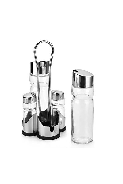 Biki 4Pcs 500ml Glass Storage Jar Set with Metal Rack