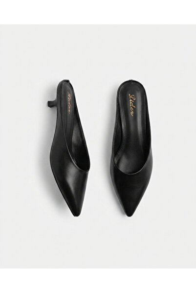 Enes Ayakkabıcılık Women's Pointed Toe Short Heeled Stylish Heeled Slippers