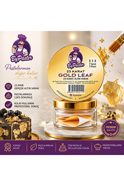 By Paster GERÇEK YENİLEBİLİR 23 KARAT ALTIN VARAK 8*8 2 YAPRAK