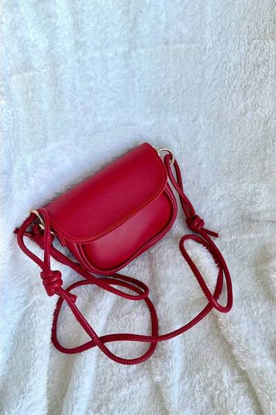 THEK BUTİK Leather Look Mini Crossbody Bag with Knot Detail