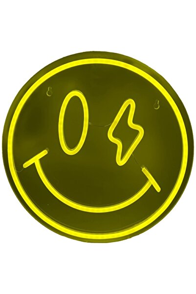 Beline LED Neon Smiling Face Wall Light, USB Powered, Yellow, 33 x 33 cm