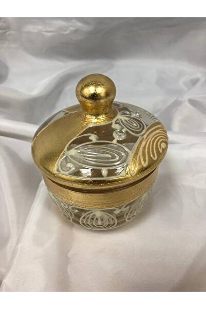 OEMS HAND PAINTED GLASS SUGAR BOWL