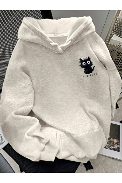 MODARİCH Unisex Kadın/Erkek I AMÖzel Tasarım Baskılı Oversize Pamuklu Kapüşonlu Sweatshirt