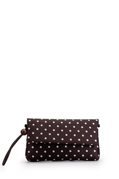 minebag Wooden Bead Detailed Portfolio Women's Crossbody Bag Nila Brown Polka...