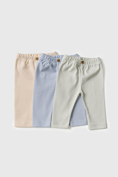 Moi Noi 3-Pack Organic Cotton Baby Tights Beige Salmon Mink