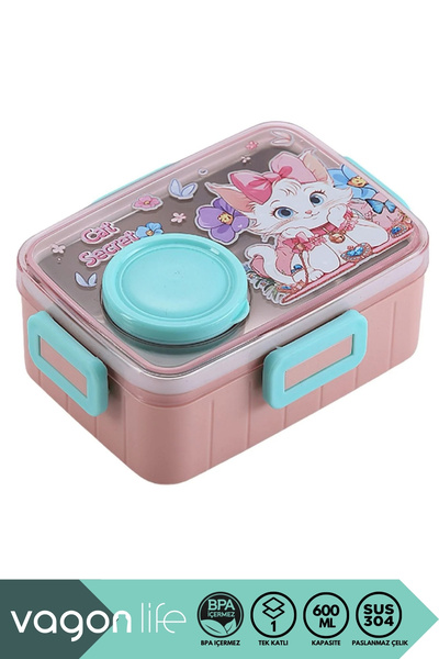 Vagonlife Bento 600ml Yeni Lunchbox Serisi Sevimli Desenli Tek Katlı Bölmesiz...