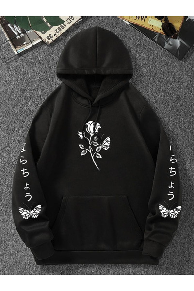 Unisex Baskılı Kapüşonlu Sweatshirt