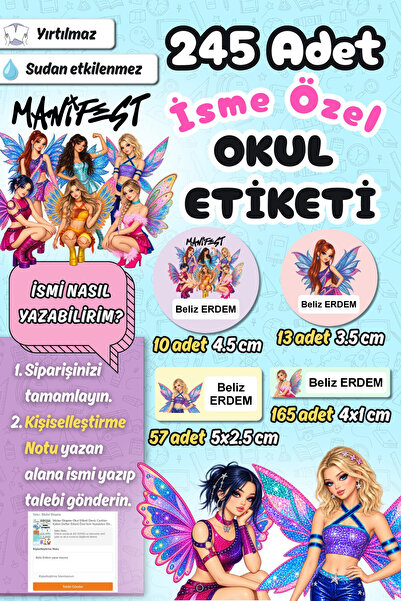 Sticker Ekspres Okul Etiketi Renkli Manifest Kalem Defter Etiketi Özel İsim Y...