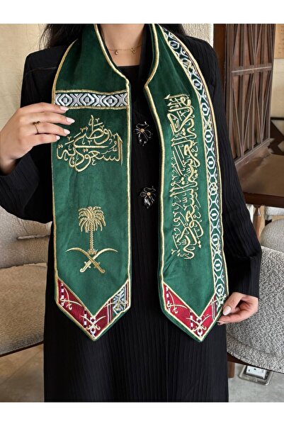 Moon Saudi National Day Shawl and Scarf Velvet Embroidered Pride and Elegance...