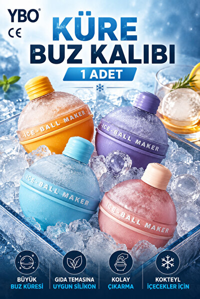 YBO Küre Buz Kalıbı Silikon Yuvarlak Buz Topu Kalıbı Büyük Koktey Buz Küresi ...