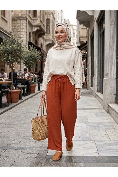 BELİ LASTİKLİ BOL PAÇA PANTOLON