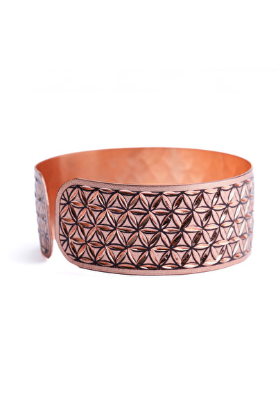 Zeynep Büyükbay Flower of Life Patterned Copper Handcuffs