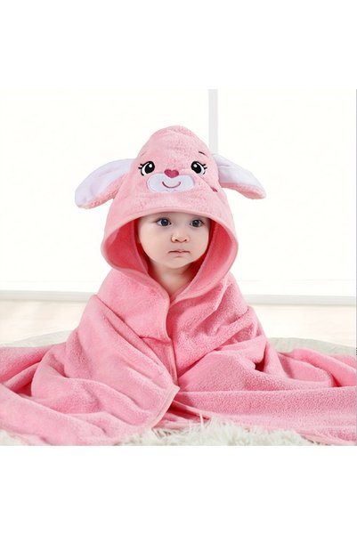 Choice Long Pink Rabbit Children's Coral Fleece Bath Towel, Multi-Purpose Lar...