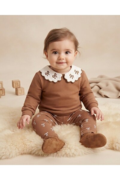 VOY KİDS Baby Girl Seasonal Bow Printed Baby Collar 9-12-18-24 Months Slim Fi...