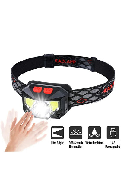 Choice مصباح رأس هايناست LED قوي مزود بمستشعر، قابل لإعادة الشحن عبر منفذ USB...