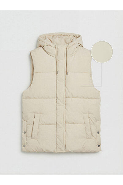 LC Waikiki Lcw Vision Beige Hooded Women's Puffer Vest