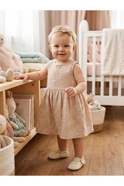 Baby Maa 100% Cotton Muslin Baby Girl Floral Strapless Romper Dress