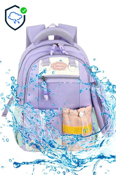 Waddell Imported Orthopedic Backpack 26901 Primary School Middle School Bag Lilac (with Pen Holder Gift)