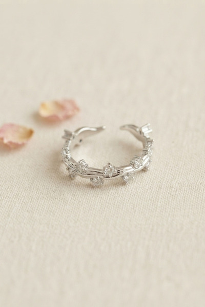 Lisinya Silver Color Zircon Stone Ivy Model Women's Ring -