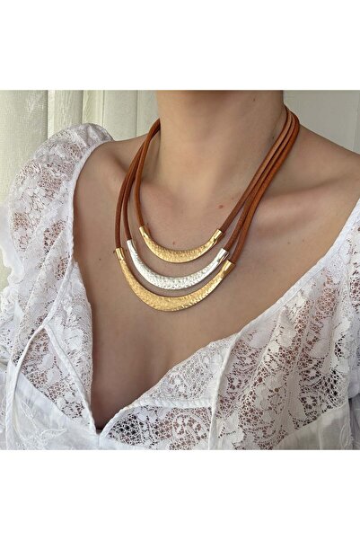 Alice İsstanbul Brown Leather Mix Ethnic Necklace