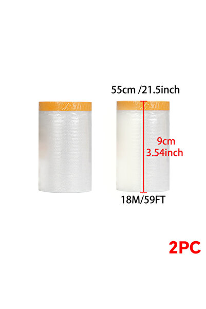 Choice 55cmx18mx2pc Painter Plastic With Tape, Pre-Taped Masking Film,Paint A...