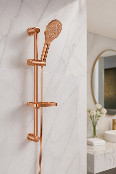 İSAOĞLU YAPI Mat Bakır Duş Sistemi ve Alt Banyo Bataryası Fırçalanmış Bronz P...