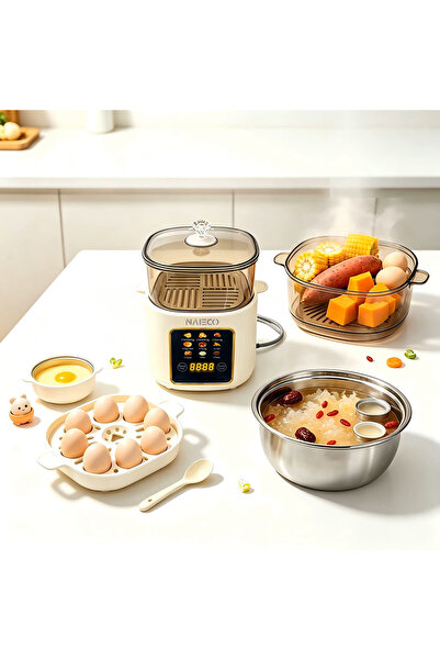 naieco Electric Egg Cooker 220W, 6-Egg Boiler with Timer & Fast Start, 6-in-1...