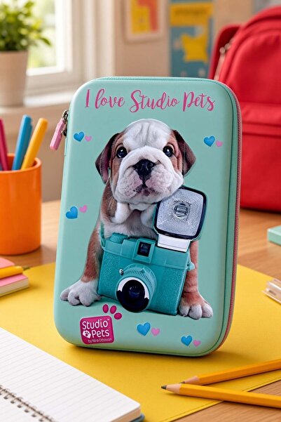 studio pets Eva Pencil Bag Θήκη για στυλό Πράσινη με σκυλάκι 23x16 cm Σχολική...