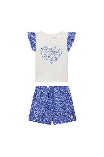 Guess Set tricou și pantaloni scurți pentru fete K6GG00K6YW0 Alb