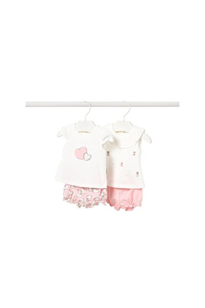 MAYORAL Set fete 2 piese: tricou și pantaloni scurți 1642 Alb