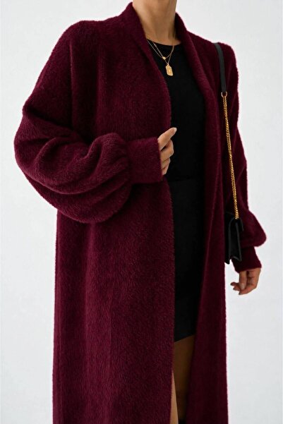 De Pose Women's Oversize Balloon Sleeve Long Knitwear Cardigan, Stone, Beige,...