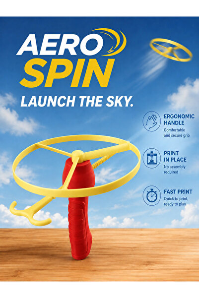 MORROW WORKS Aero Spin - Uçan Disk Fırlatıcı ve Helikopter Oyuncak Seti