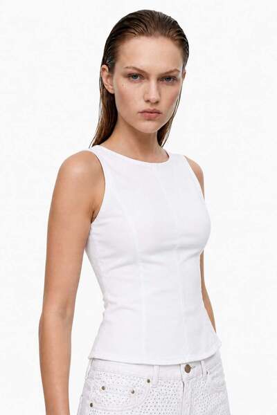 HAKKE Kolsuz Denim Peplum BLUZ