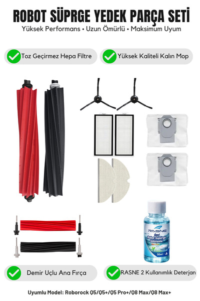 Asgard Grup 1 Main Brush 2 Black Side Brushes 2 Filters 2 Mops 1 Detergent 2 ...
