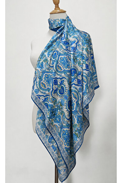 ShawlCenter Organic Cotton Patterned Scarf Women's Square Ethnic Patterned Co...