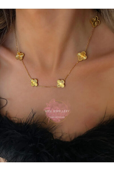 WEN JEWELLERY Necklace Gold Color Non-Tarnish Steel Necklace Stylish Design