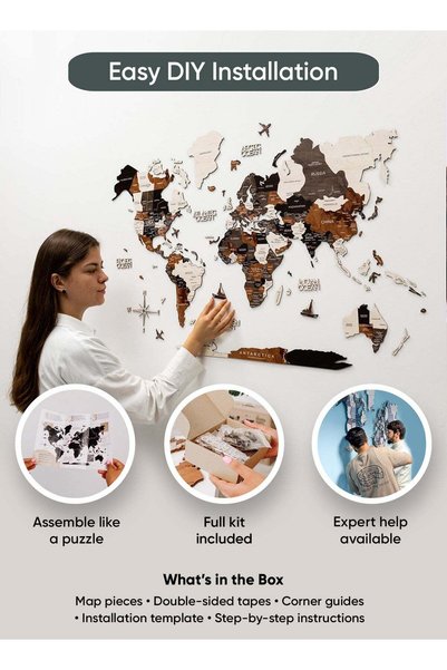 Enjoy The Wood Wooden World Map Wall Decor Travel Wall Art Home Decoration UAE, Country