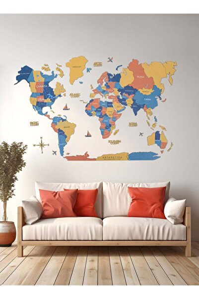 Enjoy The Wood Wooden World Map Wall Decor Travel Wall Art Home Decoration UA...