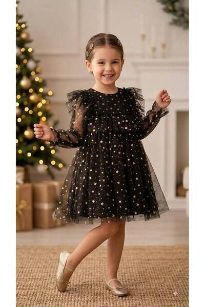 BES TREND Girls' Dress Shiny Star Printed Special Occasion Party Dress