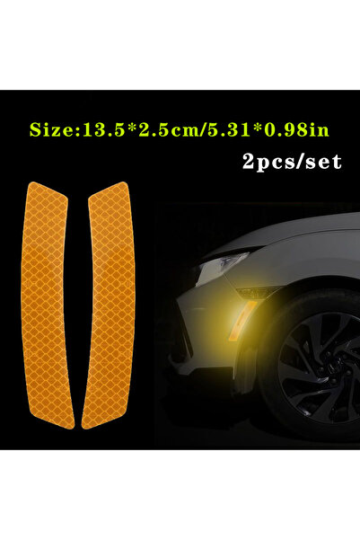 Choice YELLOW 2pcs/set Car Reflective Safety Strip Stickers Car Wheel Eyebrow...