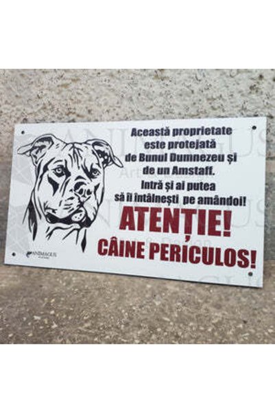 OSM Placa Avertizare Amstaff - Pazita de amandoi!