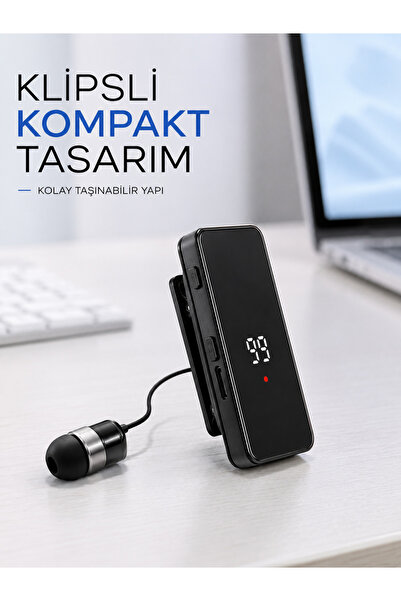 Genel Markalar Dijital Ekranlı Bluetooth Kulaklık Tek Kulaklıklı Klipsli Komp...