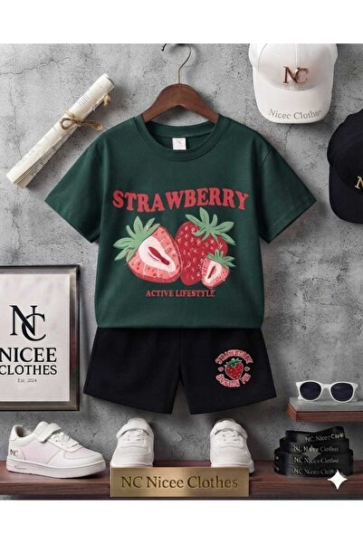 Leto Lykia Summer Children's T-Shirt Shorts Unisex (Strawberry Printed)