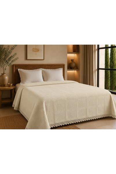 Kapreo Home Safir Lüks Çift Kişilik Pamuk Pike 220x240 cm – Yumuşak Dokulu, A...