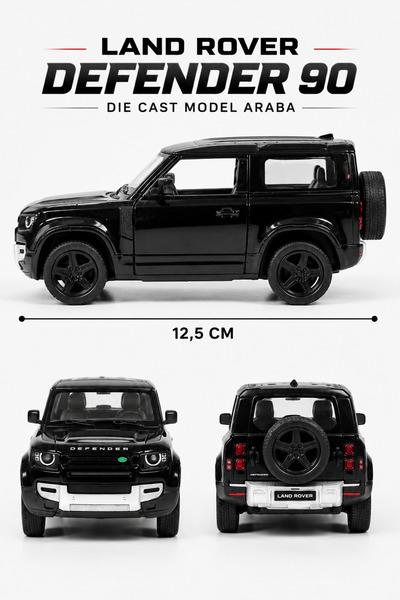 YILDIRIM OYUNCAK Die Cast Land Rover Defender 90 Model Araba 12,5cm – 1:36 Ölçek Metal Gövdeli Açılır Kapılı Çek Bırak Araba