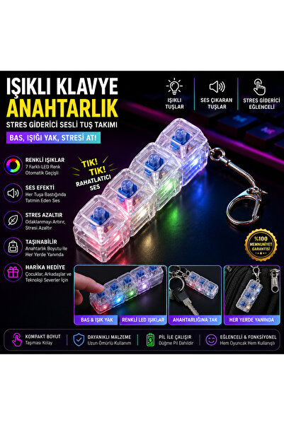 Miro Toys Işıklı Klavye Anahtarlık – Sesli ve Işıklı Mini Tuş Takımı, Stres G...