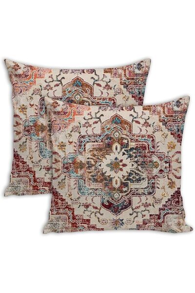 GENERAL غطاء وسادة بوهو مربع (عبوتان، 45 × 45 سم)، الكتان وجيد التهوية، اغطية...