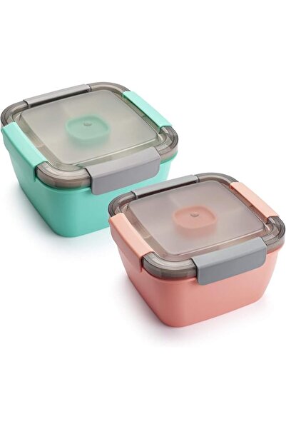GENERAL Yallajoy 51oz Double Layer Salad Food Container, Salad Bowls with Bui...