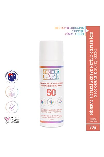Minela Care 100% Organik Acne Prone Mineral Filtreli Yüz Güneş Kremi 70 gr